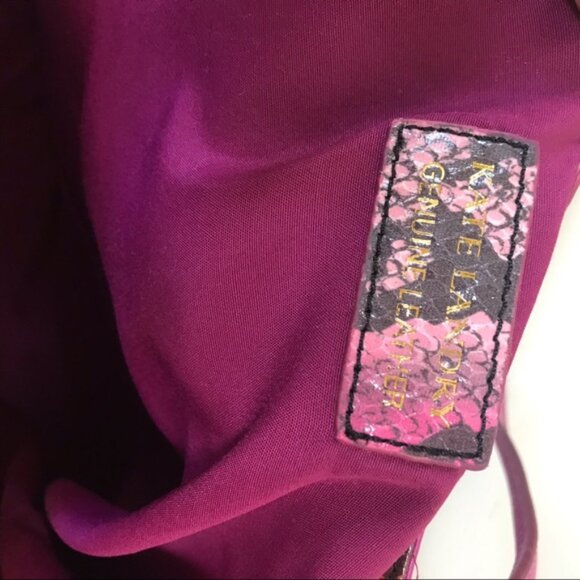 Kate Landry NEW Leather Snake Animal Print Tote Bag Shoulder Satchel FOB Pink - Picture 9 of 16